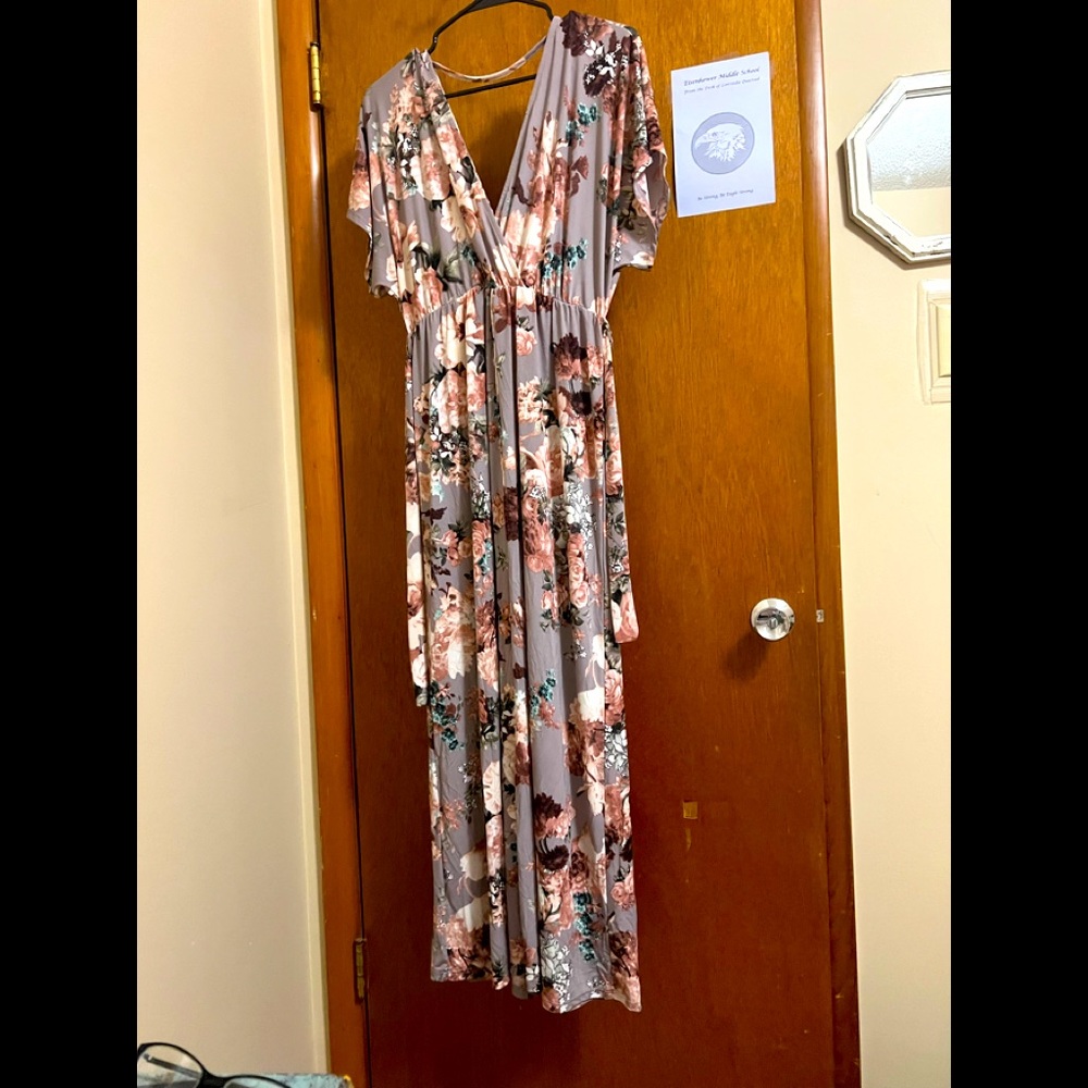 Long flowered lilac dress